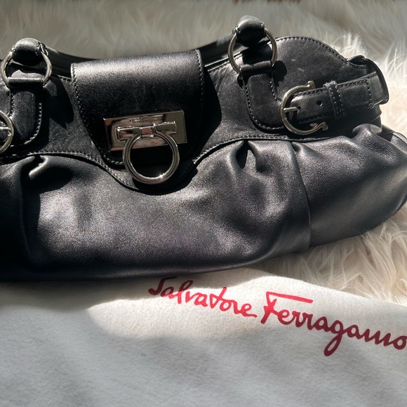 Black Leather Ferragamo Handbag - Picture 1 of 15